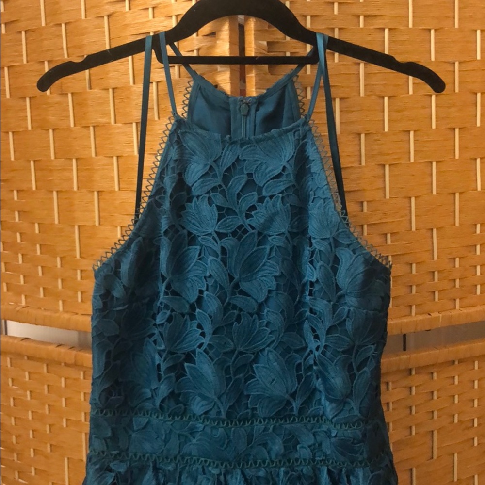 LOFT Teal Lace Midi Dress